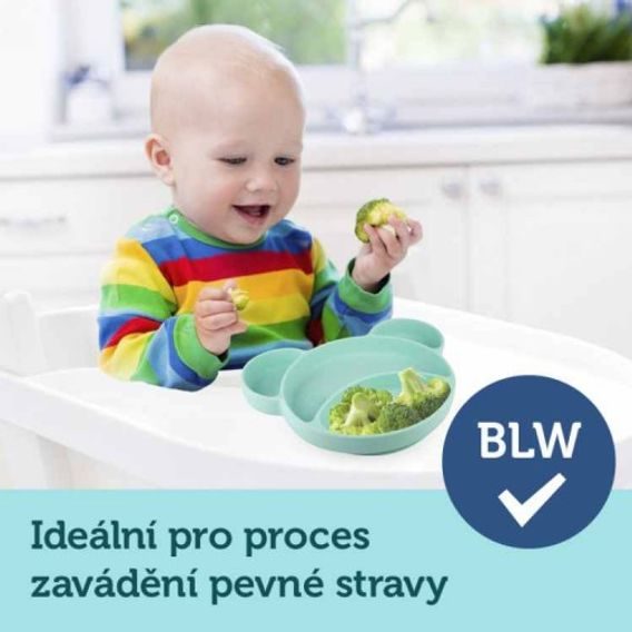 Canpol babies Silikonový dělený talíř s přísavkou Medvídek RŮŽOVÝ