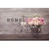 Samolepiaca tapeta vintage bicykel s kvetmi a nápisom Home
