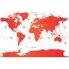 Samolepiaca tapeta podrobná mapa sveta v červenej farbe
