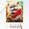 Maľovanie podľa čísiel mačka bojovnica s melónom