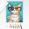 Maľovanie podľa čísiel mačka s veľkou šálkou kávy