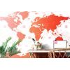 Samolepiaca tapeta podrobná mapa sveta v červenej farbe