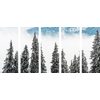 5-dielny obraz borovicové stromy pokryté čerstvým snehom