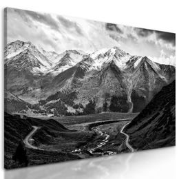 Obraz čiernobiela panoráma hôr