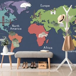 Samolepiaca tapeta minimalistcká mapa sveta
