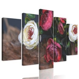5-dielny obraz romantické kvety