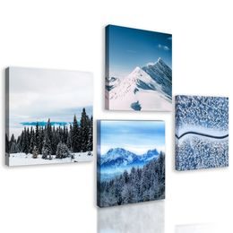 Set obrazov snehom pokrytá príroda