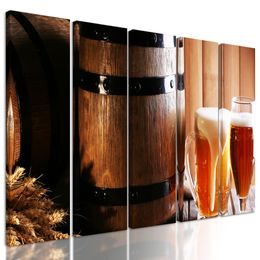 5-dielny obraz lahodné zlatisté pivo