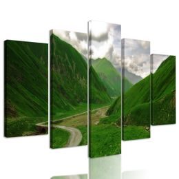 5-dielny obraz zeleňou posiate hory