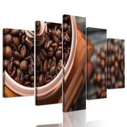 5-dielny obraz kvalitné zrnká kávy