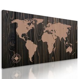 Obraz mapa sveta na dreve v luxusnom prevedení