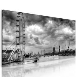Obraz London Eye a pohľad na Londýn v čiernobielom prevedení