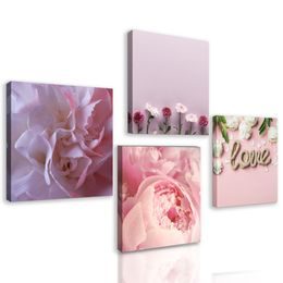 Set obrazov romantické ružové kvety