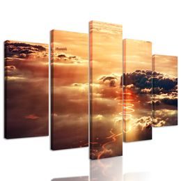 5-dielny obraz západ slnka za oblakmi