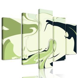 5-dielny obraz zelená abstrakcia