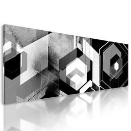 Obraz jedinečná futuristická abstrakcia tvarov v čiernobielom prevedení