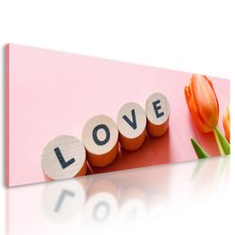 Obraz tulipán s nápisom Love