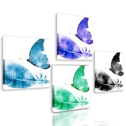Set obrazov krásne pestrofarebné motýle