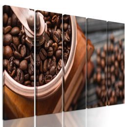 5-dielny obraz kvalitné zrnká kávy