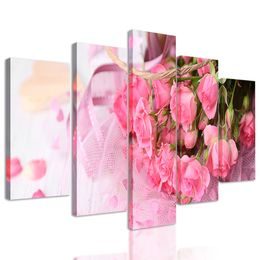 5-dielny obraz ružové lupene ruží