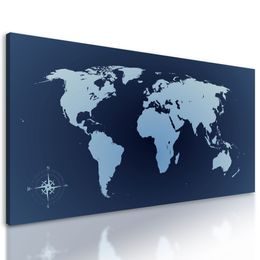 Obraz moderná mapa sveta v modrom prevedení
