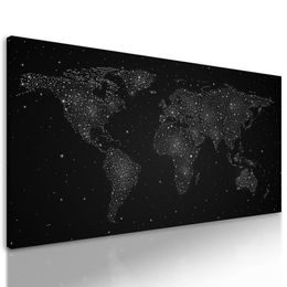 Obraz mapa sveta na nočnej oblohe v čiernobielom prevedení