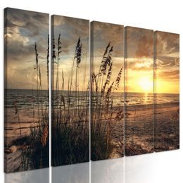 5-dielny obraz západ slnka z pláže