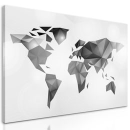 Obraz moderná mapa sveta tvorená origami v čiernobielom prevedení