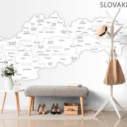 Samolepiaca tapeta podrobná mapa Slovenskej republiky v čiernobielom prevdení