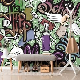 Samolepiaca tapeta moderný street art v zelenom prevedení