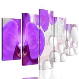 5-dielny obraz orchidea na elegantom pozadí