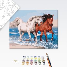 Maľovanie podľa čísiel kone na pláži