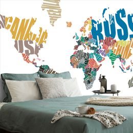 Samolepiaca tapeta mapa sveta tvorená názvami jednotlivých krajín