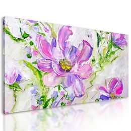 Obraz olejomaľba letných fialových kvetov