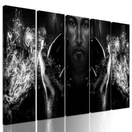 5-dielny obraz Ježiš v čiernobielom prevedení