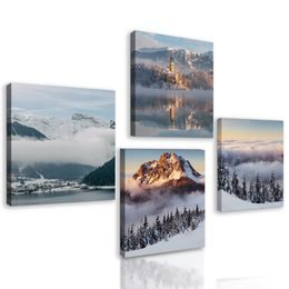 Set obrazov snehom zahalená príroda