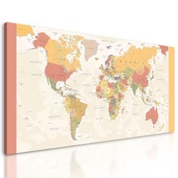 Obraz mapa sveta v detailnom prevedení