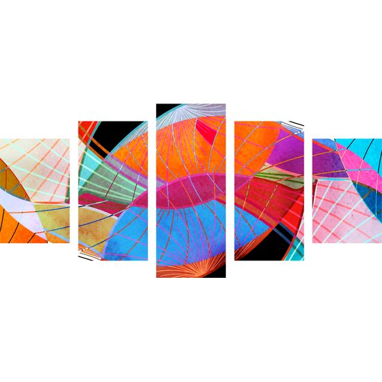 5-dielny obraz pestrofarebná abstrakcia tvarov