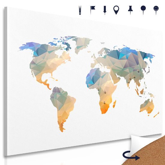 Obraz na korku mapa sveta v štýlovom dizajne