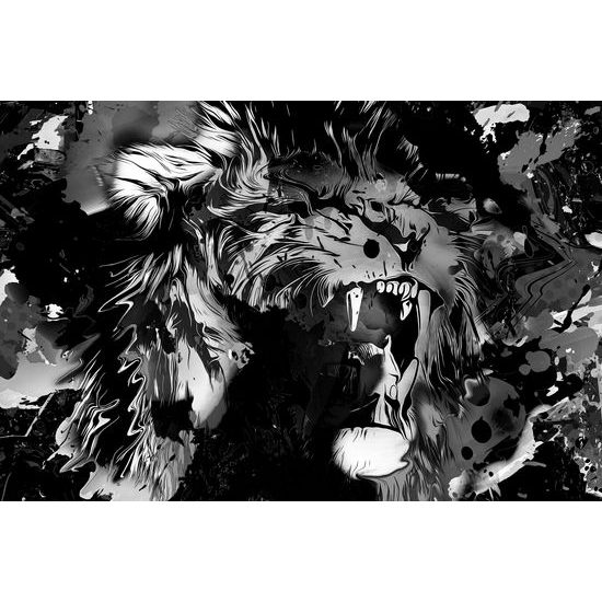 Obraz abstrakcia leva v čiernobielom prevedení