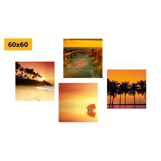 Set obrazov nádherný západ slnka na pláži
