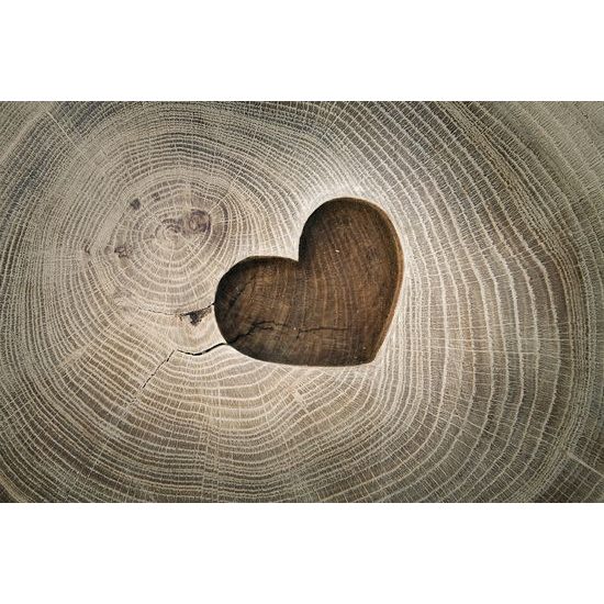 Samolepiaca fototapeta znak lásky na dreve