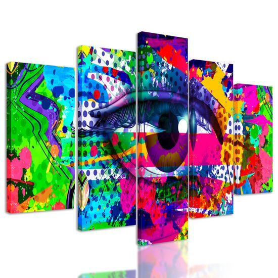 5-dielny obraz pop-art abstrakcia oka