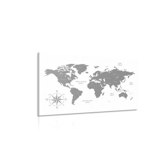 Obraz jednoduchá mapa sveta v šedom prevedení