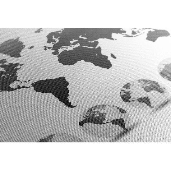 Obraz šedá mapa sveta