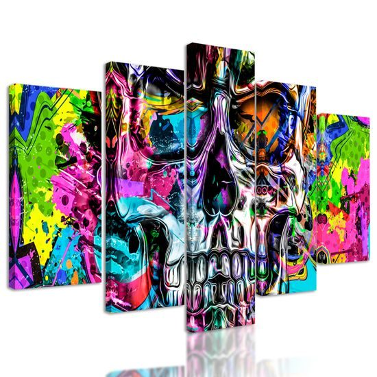 5-dielny obraz pop art lebka