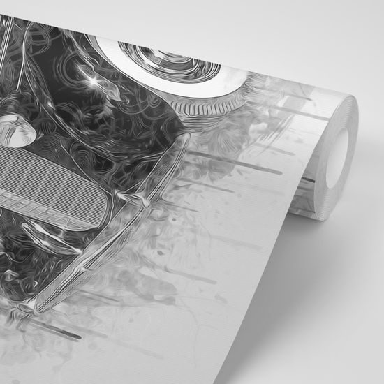 Samolepiaca tapeta čiernobiely veterán s abstraktným pozadím