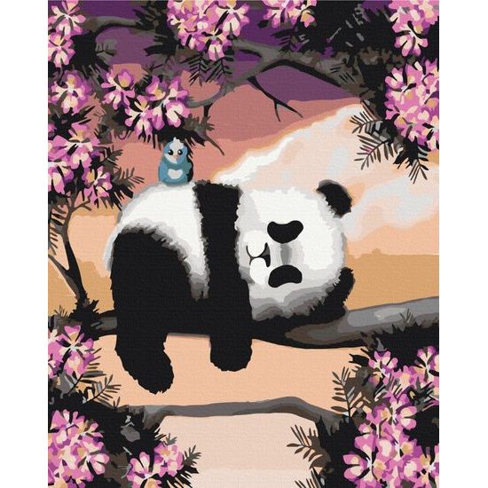 Maľovanie podľa čísiel panda na strome