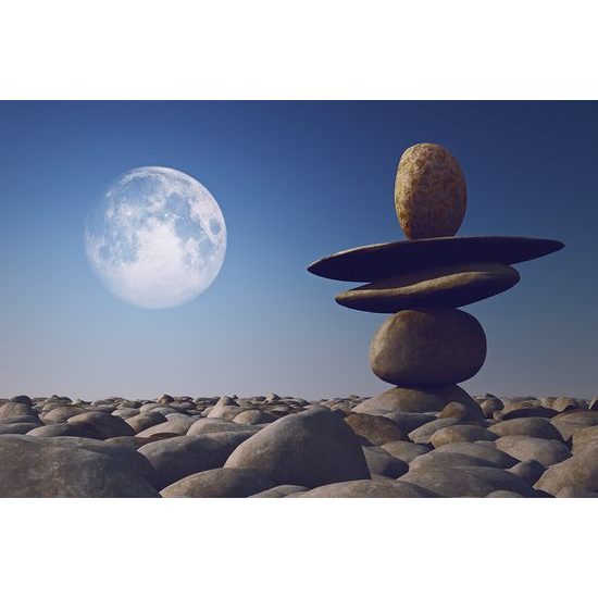 Samolepiaca fototapeta relaxačné kamene pri splne mesiaca