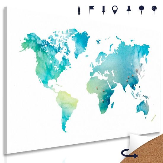 Obraz na korku akvarelová mapa sveta